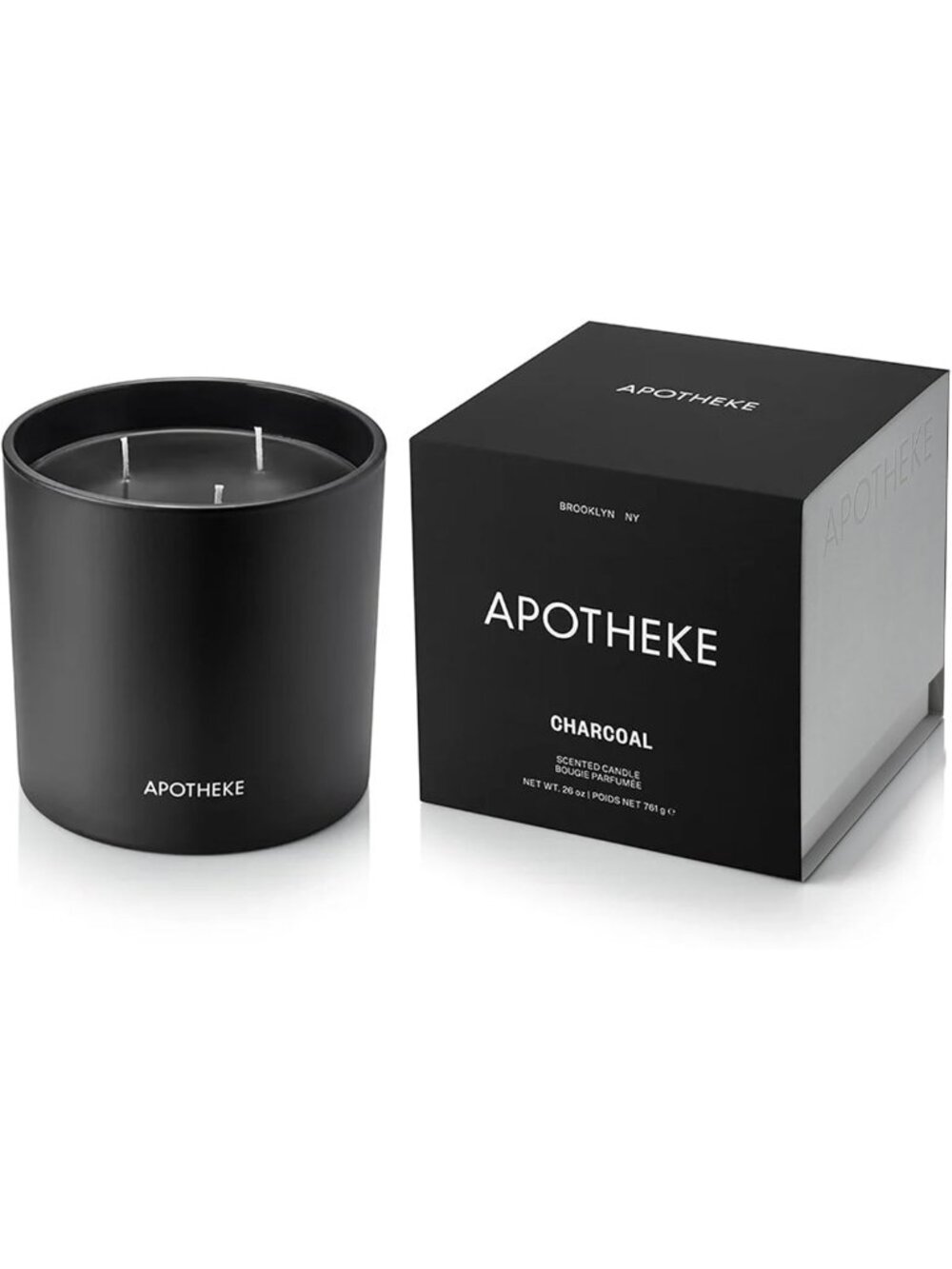 Luxury 3-Wick Scented Candle - Charcoal Aroma, 26 Oz - Home Fragrance Gift